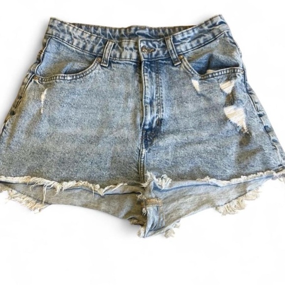 Divided Pants - Divided Blue High Waist Distressed Shorts